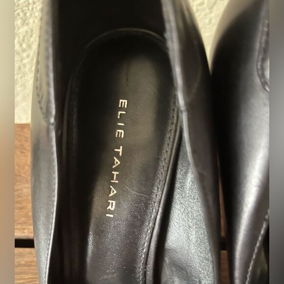 ElieTahari Classic Soft Leather Peep Toe Stiletto Shoes w/Knot Accent 39.5/ 7.5 - Picture 7 of 10